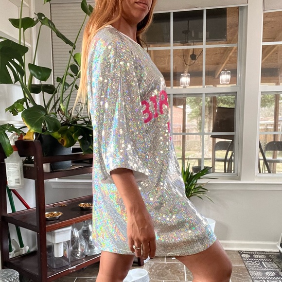 Fashion Nova Birthday B***h Sliver Sequin Mini Dress - Picture 14 of 14